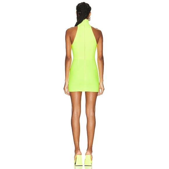 ALEX PERRY Colton Turtleneck Mini Dress Neon Yellow UK14/US10 - Picture 3 of 8